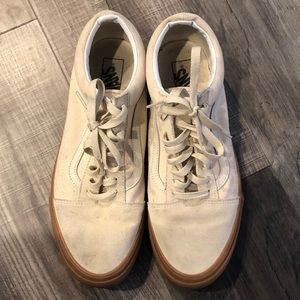 Men’s Old Skool Vans Shoes Beige/Gum Bottom